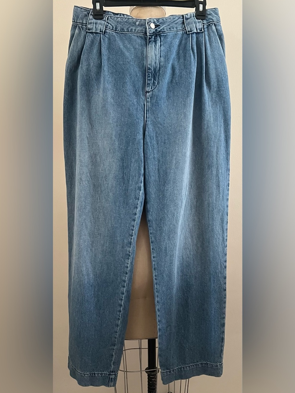 Ba&sh Saxo Pleated Front Wide Leg Color Lightusedblue Jean Size 3 USA 8